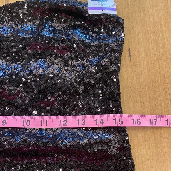 Open Edit Women’s Black Sequin Mini Dress Adjustable  Straps New Small - Picture 10 of 16